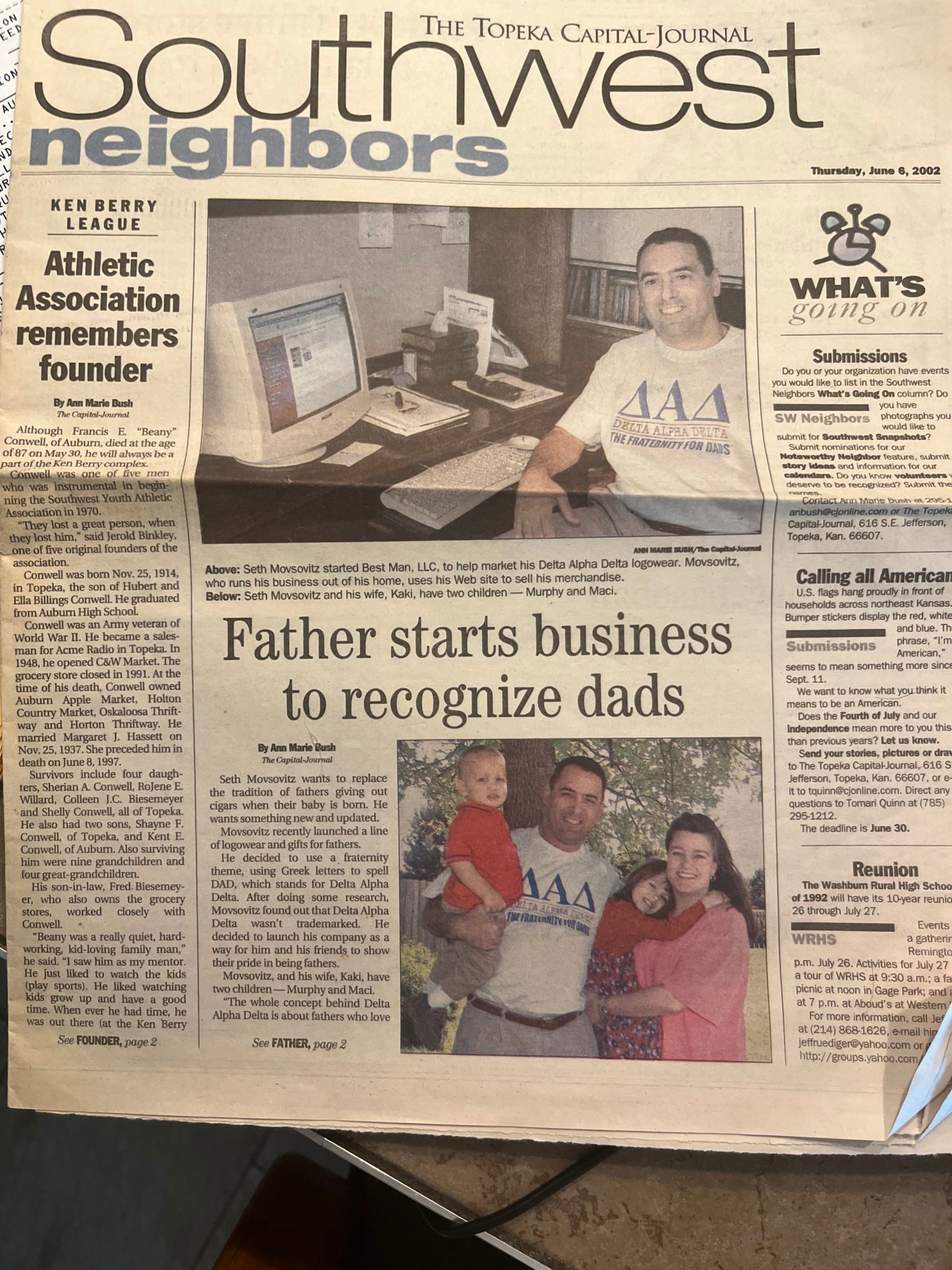 The Topeka Capital-Journal, June 6 2002 - Father starts business to recognize dads
